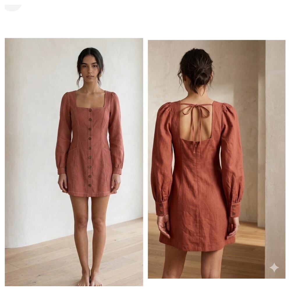 D. ark mini dress 
Terracotta 100% cotton long sleeve sz small